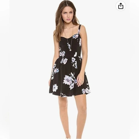 Joie Pink & Black Latelle Summer Floral Print 100% Silk Sundress Size Small EUC - Picture 1 of 11